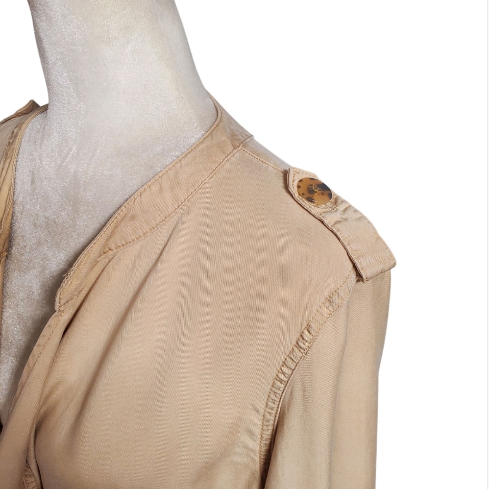 Calligraphie Drape Front Jacket Size Large Tan Dr… - image 5